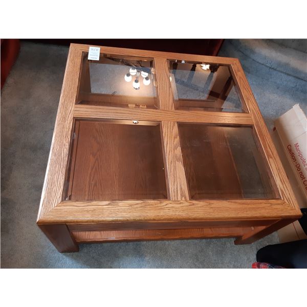 Wood and Glass Coffee Table.  Cat C.