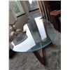 Image 2 : Kidney Shaped Glass & Wood End Tables Cat C