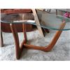 Image 5 : Kidney Shaped Glass & Wood End Tables Cat C