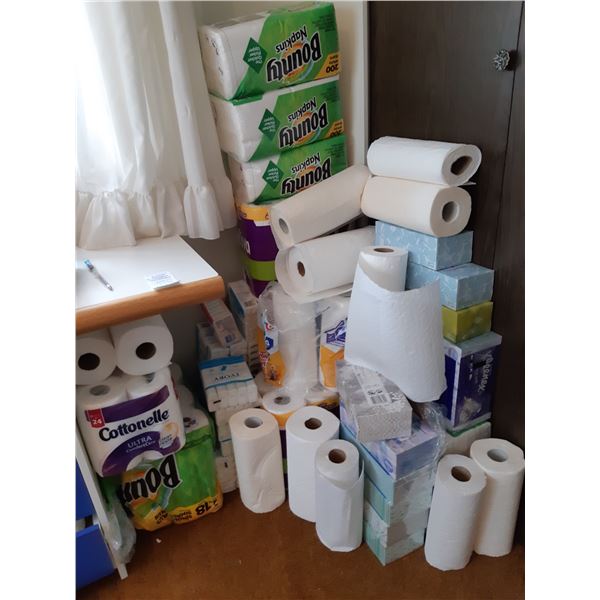 Napkins, paper towel, soap and more cat B