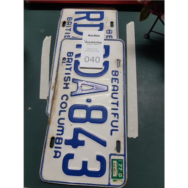 Vintage B.C. Licence Plates. Cat B