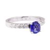 Image 1 : 1.11 ctw Blue Sapphire and Diamond Ring - 14KT White Gold