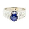 Image 2 : 3.15 ctw Round Brilliant Blue Sapphire And Diamond Ring - 14KT White Gold