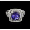 Image 2 : 18KT White Gold 3.33 ctw Tanzanite and Diamond Ring