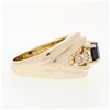 Image 5 : 18k Yellow Gold 0.87 ctw Oval Sapphire & Round Diamond Polished Wide Band Ring