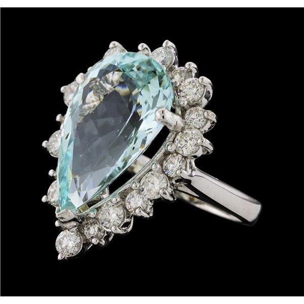 9.17 ctw Aquamarine and Diamond Ring - 14KT White Gold