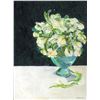 Image 1 : White tulips in a teal vase by Adonna