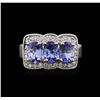 Image 2 : 14KT White Gold 2.52 ctw Tanzanite and Diamond Ring