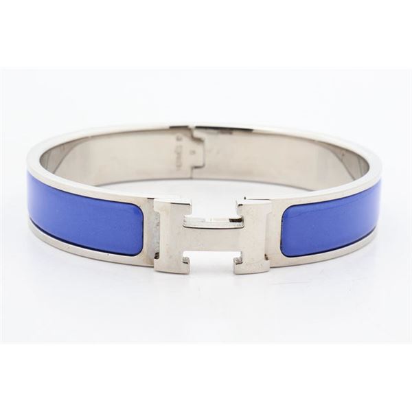 Hermes Blue Metal Clic Clac Bangle Bracelet