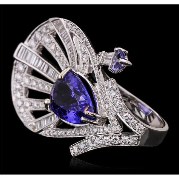 18KT White Gold 6.20 ctw Tanzanite and Diamond Ring