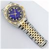 Image 6 : Rolex Mens 2 Tone Blue Vignette String Pyramid Diamond Datejust Wristwatch