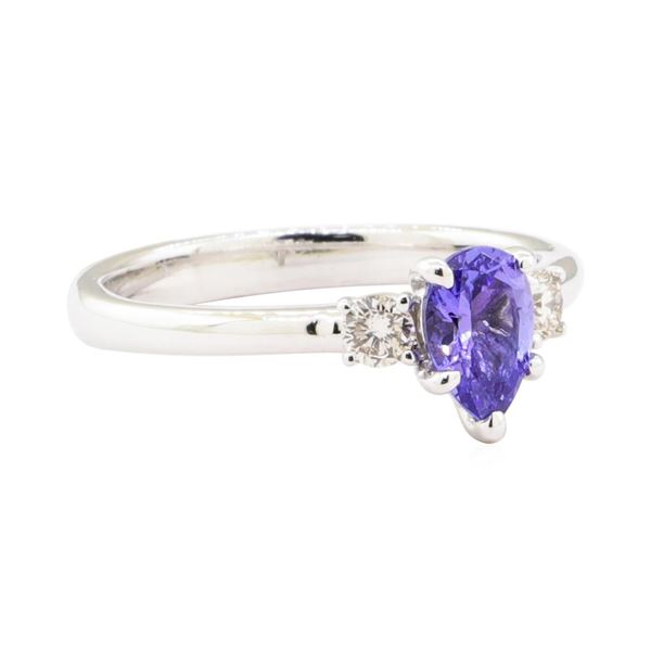 0.79 ctw Tanzanite and Diamond Ring - 14KT White Gold