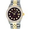 Image 1 : Rolex Mens 2 Tone Maroon Princess Cut Diamond Datejust Wristwatch