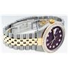 Image 4 : Rolex Mens 2 Tone Maroon Princess Cut Diamond Datejust Wristwatch