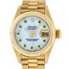 Image 1 : Rolex Ladies 18K Yellow Gold Mother Of Pearl Emerald Datejust President Wristwat