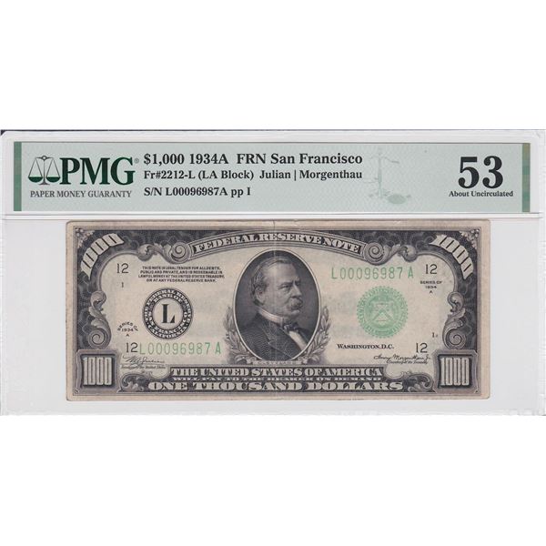 1934A $1000 Federal Reserve Note San Francisco