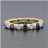 Image 2 : Estate 14K Yellow Gold 1.72 ctw Sapphire Diamond Wedding Eternity Stack Band Rin