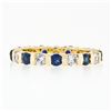 Image 5 : Estate 14K Yellow Gold 1.72 ctw Sapphire Diamond Wedding Eternity Stack Band Rin