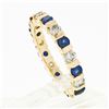 Image 7 : Estate 14K Yellow Gold 1.72 ctw Sapphire Diamond Wedding Eternity Stack Band Rin