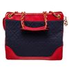 Image 1 : Chanel Red Nevy Denim Canvas Chain Tote Bag