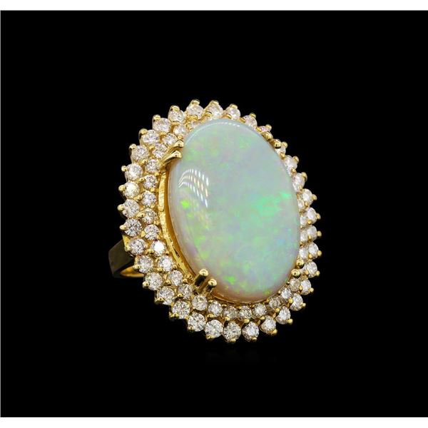 14KT Yellow Gold 8.95 ctw Opal and Diamond Ring