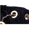 Image 8 : Chanel Navy Blue Suede Fringed CC Drawstring Bucket Bag