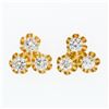 Image 4 : Vintage 14k Gold 2.75 ctw Diamond & Pearl Earrings w/ Snowflake Dangle Enhancers