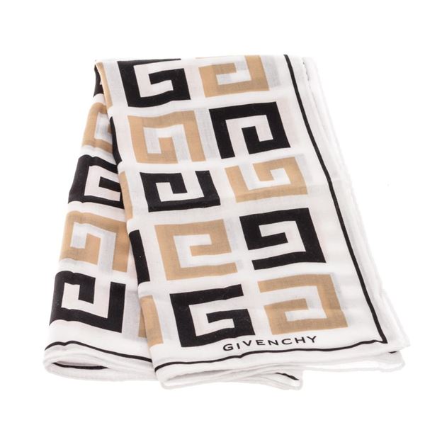 Givenchy White Black Tan Handkerchief