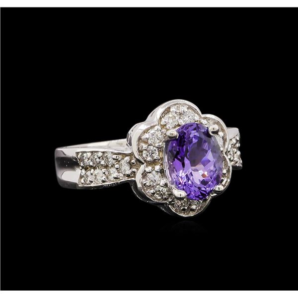 14KT White Gold 1.49 ctw Tanzanite and Diamond Ring