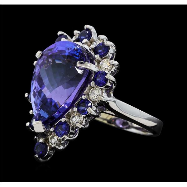 16.06 ctw Tanzanite, Sapphire and Diamond Ring - 14KT White Gold