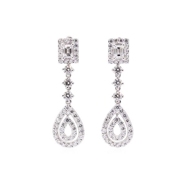 3.70 ctw Diamond Earrings - 14KT White Gold