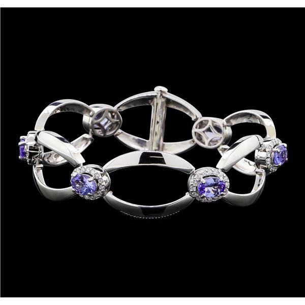 4.60 ctw Tanzanite and Diamond Bracelet - 14KT White Gold