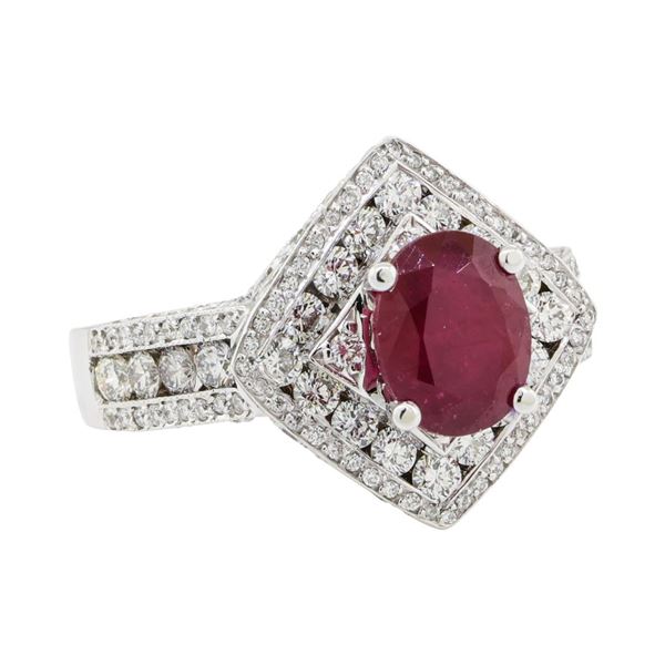 6.56 ctw Ruby and Diamond Ring - 14KT White Gold