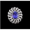 Image 2 : 4.17 ctw Tanzanite and Diamond Ring - 14KT White Gold