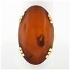 Image 1 : Vintage Large 14k Gold Oval Cabochon Natural Amber Bold Cocktail Statement Ring