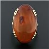 Image 2 : Vintage Large 14k Gold Oval Cabochon Natural Amber Bold Cocktail Statement Ring