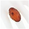 Image 3 : Vintage Large 14k Gold Oval Cabochon Natural Amber Bold Cocktail Statement Ring