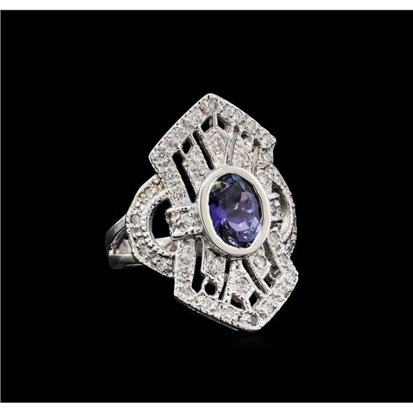 1.84 ctw Tanzanite and Diamond Ring - 14KT White Gold