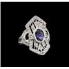 Image 1 : 1.84 ctw Tanzanite and Diamond Ring - 14KT White Gold