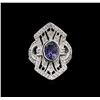 Image 2 : 1.84 ctw Tanzanite and Diamond Ring - 14KT White Gold