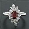 Image 3 : Vintage Platinum 1.84 ctw GIA Oval Burma Ruby Round & Marquise Diamond Dinner Ri