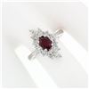 Image 4 : Vintage Platinum 1.84 ctw GIA Oval Burma Ruby Round & Marquise Diamond Dinner Ri