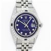 Image 1 : Rolex Mens Stainless Steel Blue String Diamond & Sapphire Datejust Wristwatch