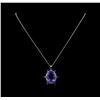 Image 2 : GIA Cert 28.43 ctw Tanzanite and Diamond Pendant With Chain - 14KT White Gold