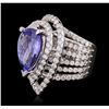 Image 1 : 18KT White Gold 6.53 ctw Tanzanite and Diamond Ring