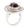 Image 4 : 4.92 ctw Oval Mixed Lavender Spinel And Round Brilliant Cut Diamond Ring - 18KT