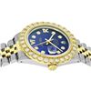 Image 4 : Rolex Mens 2 Tone Blue VS 4 ctw Beadset Diamond Datejust Wristwatch