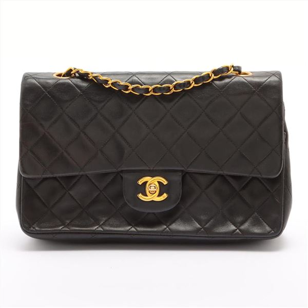 Chanel Classic Black Quilted Lambskin Leather Double Flap Shoulder Bag