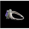 Image 3 : 14KT White Gold 1.53 ctw Tanzanite, Emerald and Diamond Ring