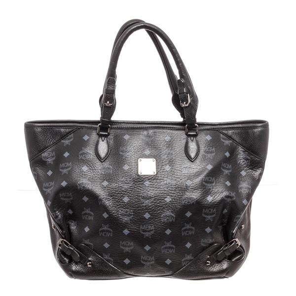 MCM Black Canvas Shopper Tote Bag